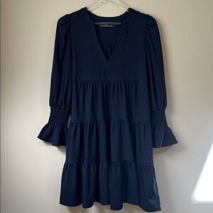 Tucknernuck Pomander Place Navy Blue Crepe Kenzo Dress S
